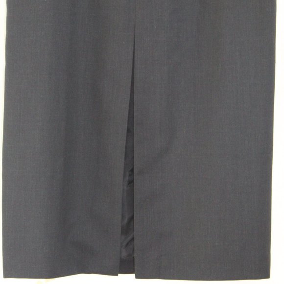 Herman Geist Gray Worsted Wool Maxi Pencil Skirt 18.5" Front Slit Women's M/L - Picture 3 of 9